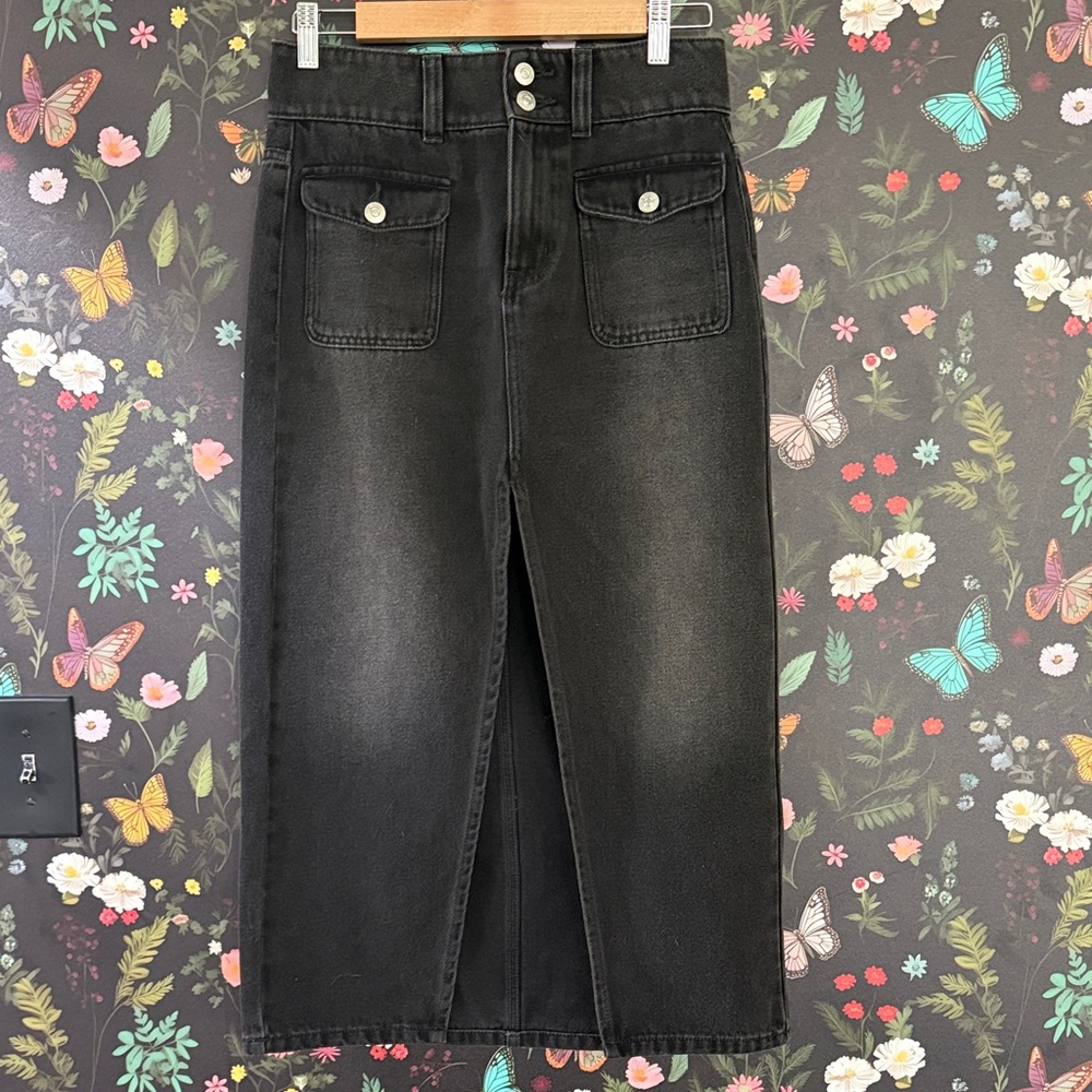 We The Free Black Midi Skirt